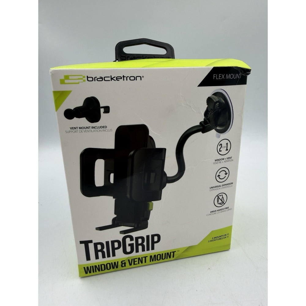 Bracketron - TripGrip Window & Vent Mount for Most Cell Phones - Black  NEW
